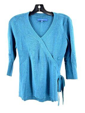 Apt 9 Women's Green 3/4 Sleeve Tie Belt Knit Wrap Top Sweater Size Small